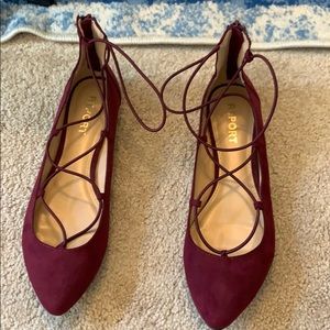Size 9, “merlot” color ballet flats. Never worn!